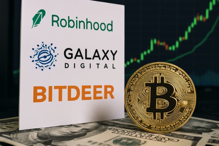 Topowe akcje kryptowalutowe rosną: Robinhood, Galaxy Digital i Bitdeer na czołowych miejscach list inwestycyjnych 